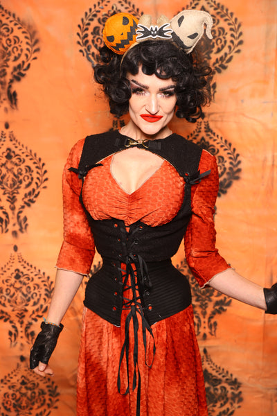 Cropped Dapper Vixen in Black Teddy Soft Solid & Skull Lace! Day 7 of 13 Days of Halloween 2025 (Copy)