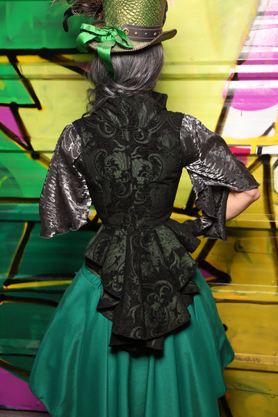 Cropped Vixen w/Wren Tail in Black and Green Medallion - The Wrenfaire Collection