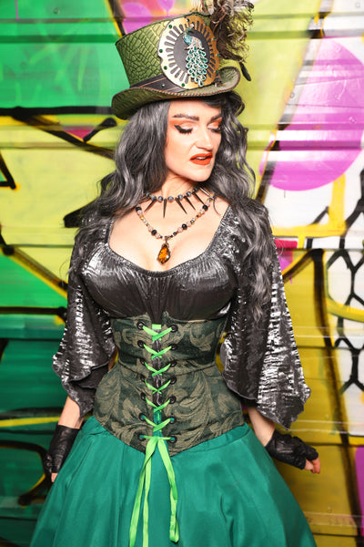 44. Wench Underbust Corset in Forest Scroll - The Wrenfaire Collection