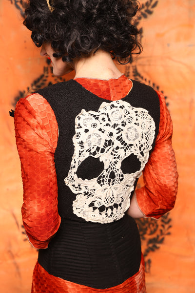 Cropped Dapper Vixen in Black Teddy Soft Solid & Skull Lace! Day 7 of 13 Days of Halloween 2025 (Copy)