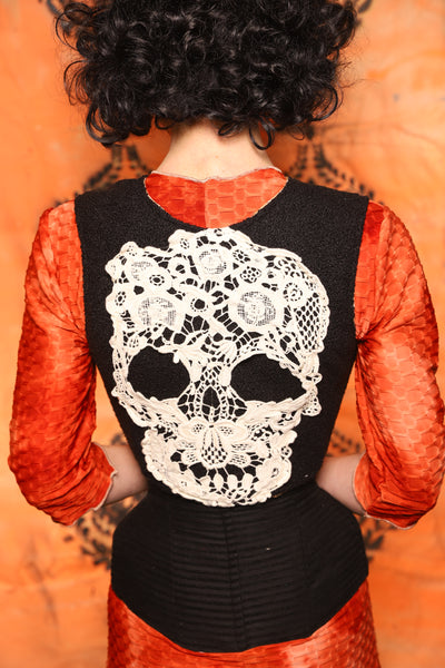 Cropped Dapper Vixen in Black Teddy Soft Solid & Skull Lace! Day 7 of 13 Days of Halloween 2025 (Copy)