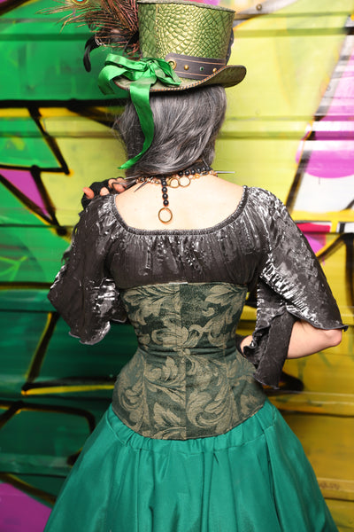 44. Wench Underbust Corset in Forest Scroll - The Wrenfaire Collection