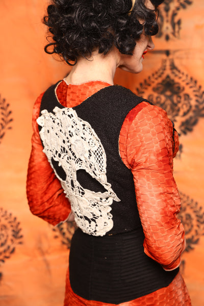 Cropped Dapper Vixen in Black Teddy Soft Solid & Skull Lace! Day 7 of 13 Days of Halloween 2025 (Copy)