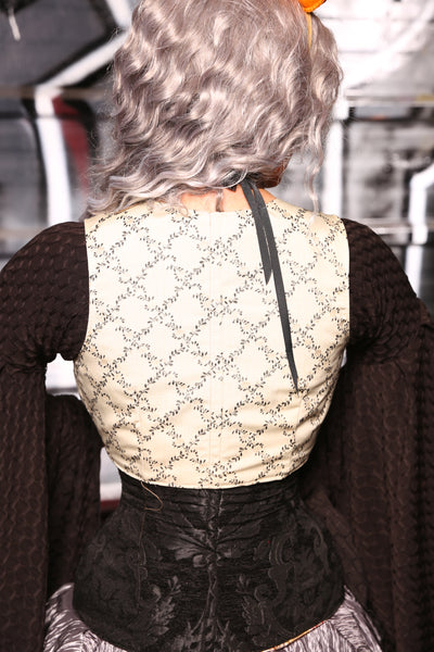 Cropped Courtier Corset in Cream Rose Diamond -"13 Days of Halloween 2024" Day 9