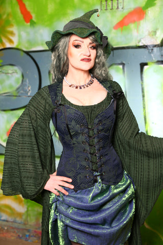 Heidi Corset in Emerald & Navy Vine   -"Greener Pastures Collection"#23