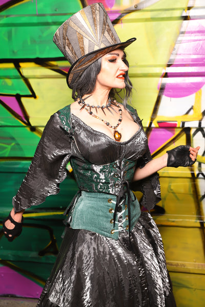 Cropped Vixen w/Wren Tail in Emerald and Silver Medallion - The Wrenfaire Collection