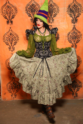 Crescent Skirt w/Ruffles in Witchvine Scroll - Day 8 of 13 Days of Halloween 2025