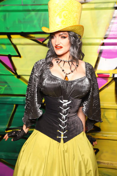 Wench Underbust Corset in Storm Gray Velvet - The Wrenfaire Collection