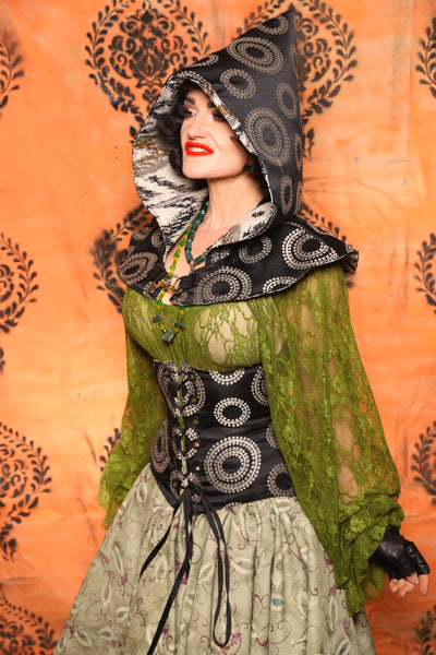 Traveler's Hood *Smaller Hood Size* in Blue Floral - Day 8 of 13 Days of Halloween 2025