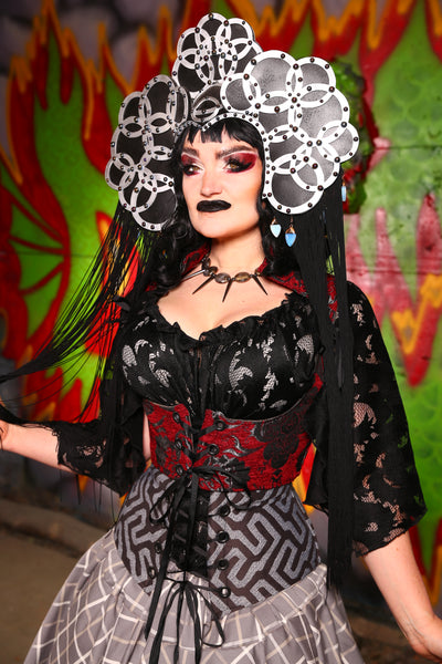 Cropped Vixen in Crimson and Pewter Medallion - The Midnight Fable Collection