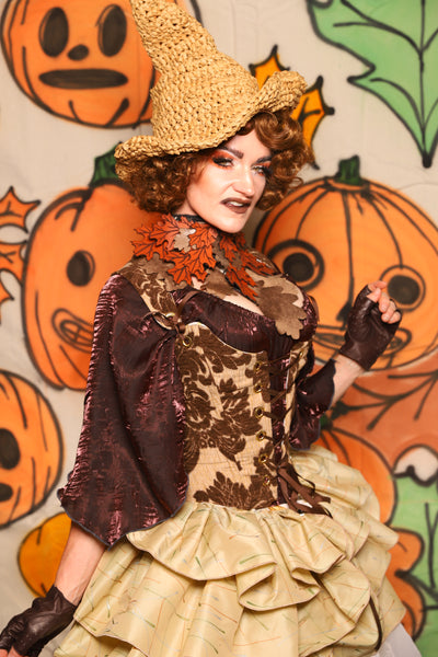 Maiden Bodice in Brown & Cream Damask Chenille - "The Knotty Wood" Collection