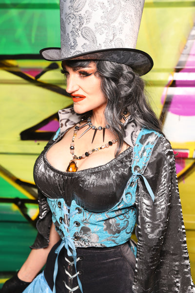 Cropped Vixen w/Wren Tail in Turquoise and Silver Medallion - The Wrenfaire Collection