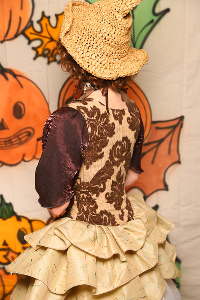 Maiden Bodice in Brown & Cream Damask Chenille - "The Knotty Wood" Collection