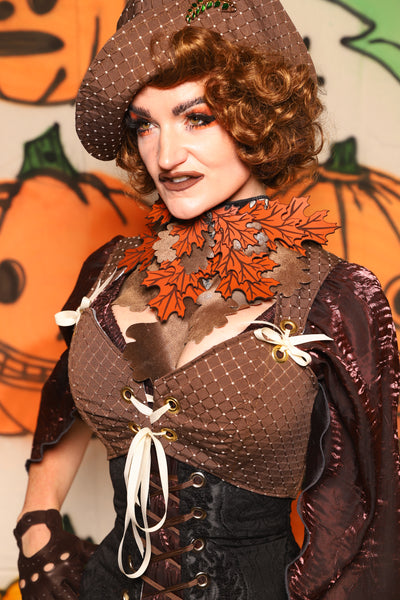 Cropped Courtier in Brown Dot *PLEASE order by BUST Measurement, NOT waist!* - "The Knotty Wood" Collection