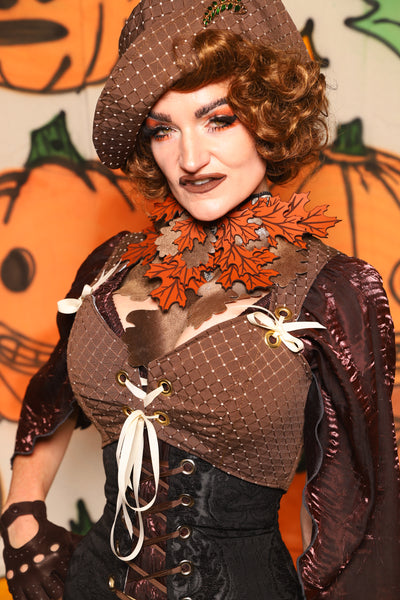 Cropped Courtier in Brown Dot *PLEASE order by BUST Measurement, NOT waist!* - "The Knotty Wood" Collection