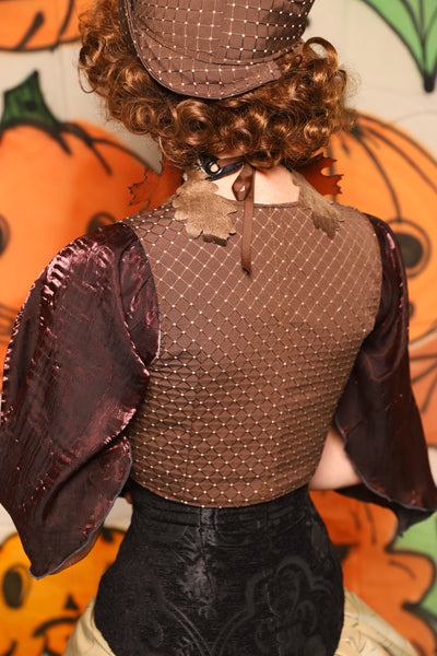 Cropped Courtier in Brown Dot *PLEASE order by BUST Measurement, NOT waist!* - "The Knotty Wood" Collection