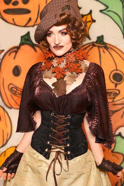 Petite Wench Corset in Black Medallion - "The Knotty Wood" Collection
