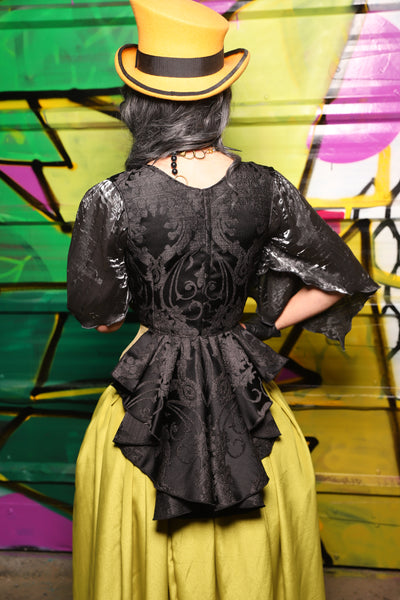 Cropped Vixen w/Wren Tail in Black Damask - The Wrenfaire Collection