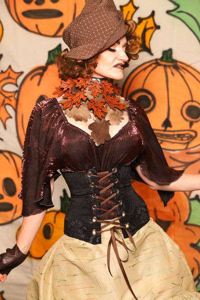 Petite Wench Corset in Black Medallion - "The Knotty Wood" Collection