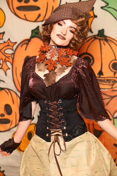 Petite Wench Corset in Black Medallion - "The Knotty Wood" Collection