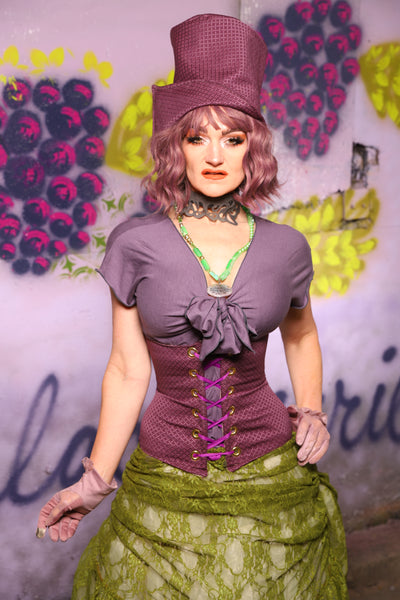 Petite Wench Corset in Berry Weave - The Basil & Bramble Collection