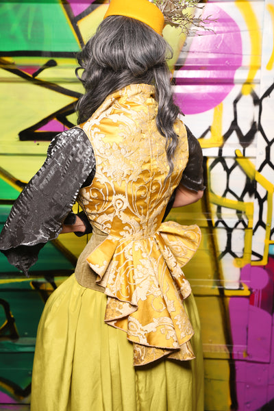 48. Wren Overbust Vest in Belle Gold Damask - The Wrenfaire Collection