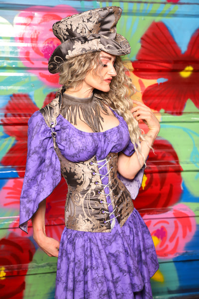 Vixen Corset in Gravestone Damask - Day 5 of 22 Days of Damsel