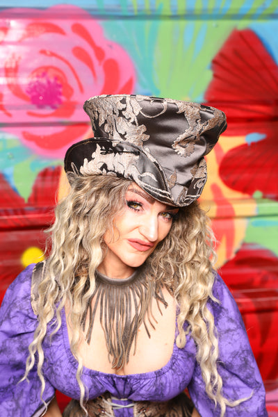 Mad Hatter Hat in Gravestone Damask - Day 5 of 22 Days of Damsel