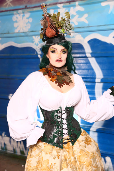 Wench Corset in Emerald & Silver Medallion - "13 Days Of Halloween 2024" Day 4