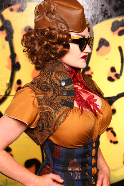 Sgt Pepper Vest in Gold Earth Paisley #30 - Kitty Kitty Bang Bang Collection