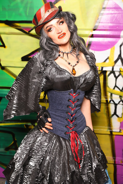 43. Wench Underbust Corset in Dark Harbor - The Wrenfaire Collection