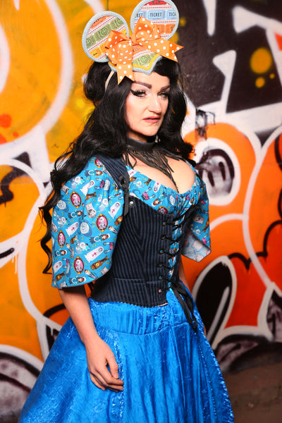 Maiden Bodice in Navy Corduroy Upholstery - "13 Days of Halloween 2024" - Day 11