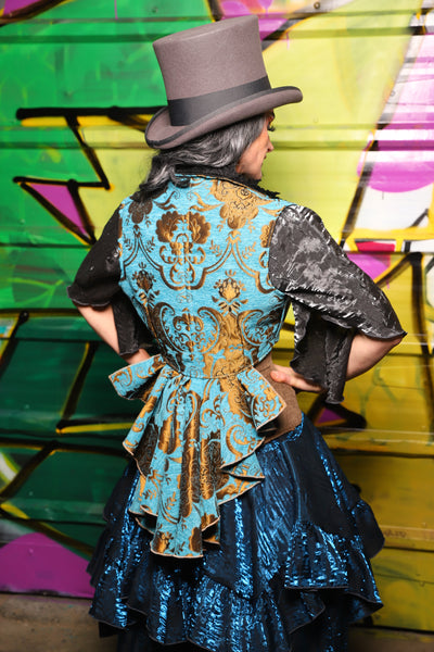 Wren Overbust Vest in Turquoise & Bronze Medallion - The Wrenfaire Collection