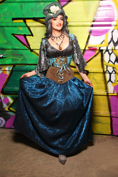 Tulip Skirt in Crushed Dark Sapphire - The Wrenfaire Collection