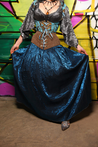Tulip Skirt in Crushed Dark Sapphire - The Wrenfaire Collection