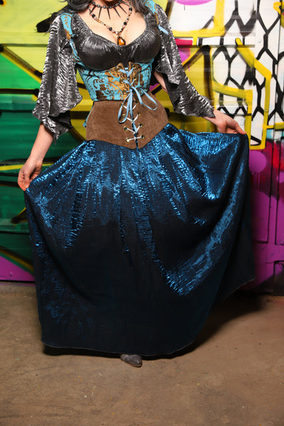Tulip Skirt in Crushed Dark Sapphire - The Wrenfaire Collection
