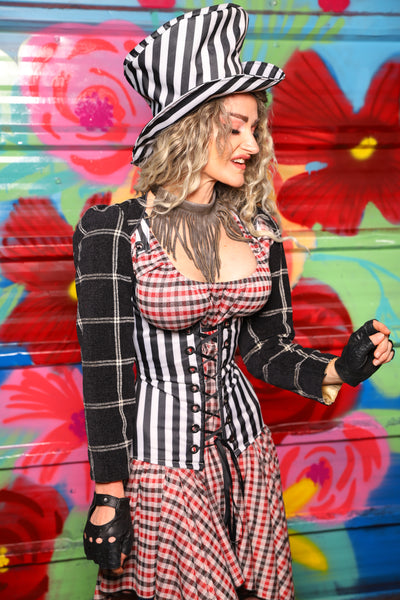 Detachable Long Coat Sleeves in Black and Cream Plaid - Day 6 of 22 Days of Damsel