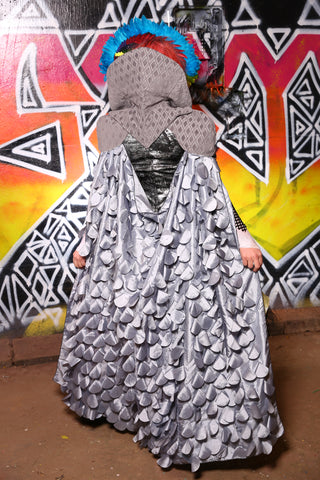 Power Cape in Gray Diamond Chenille and Circle Scales  -"Rock Candy Collection"  #25