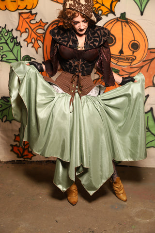 Fairy Skirt in Early Frost Green Shantung - "The Knotty Wood" Collection