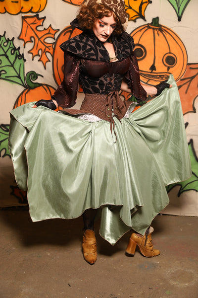 Fairy Skirt in Early Frost Green Shantung - "The Knotty Wood" Collection