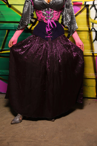 36. Tulip Skirt in Plum Crushed Shimmer - The Wrenfaire Collection