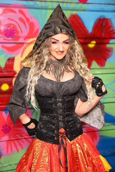 Hooded Vixen in Pitch Black Damask - Day 7 of 22 Days of Damsel