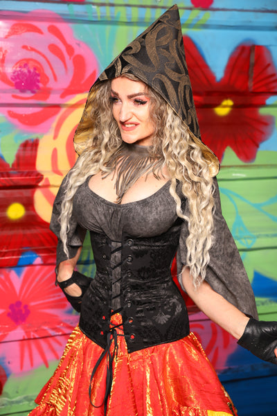 Hooded Vixen in Pitch Black Damask - Day 7 of 22 Days of Damsel