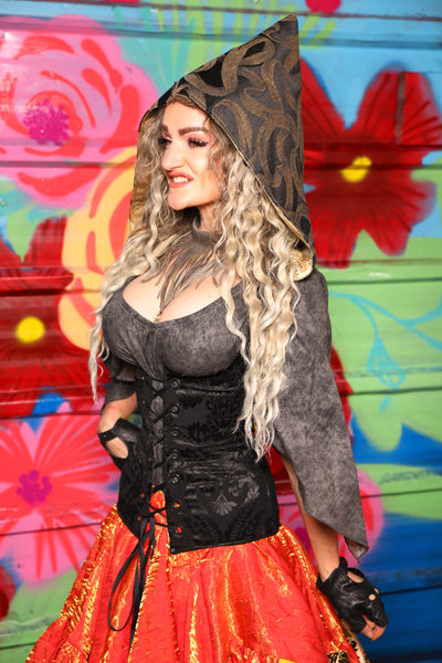 Hooded Vixen in Pitch Black Damask - Day 7 of 22 Days of Damsel