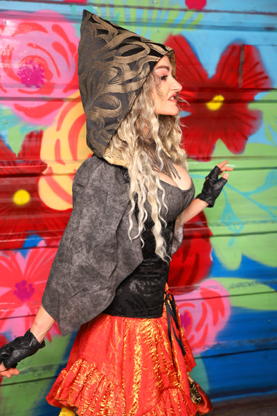 Hooded Vixen in Pitch Black Damask - Day 7 of 22 Days of Damsel