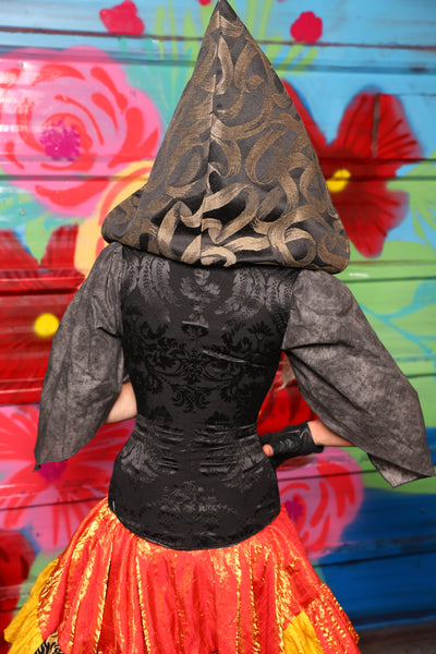 Hooded Vixen in Pitch Black Damask - Day 7 of 22 Days of Damsel