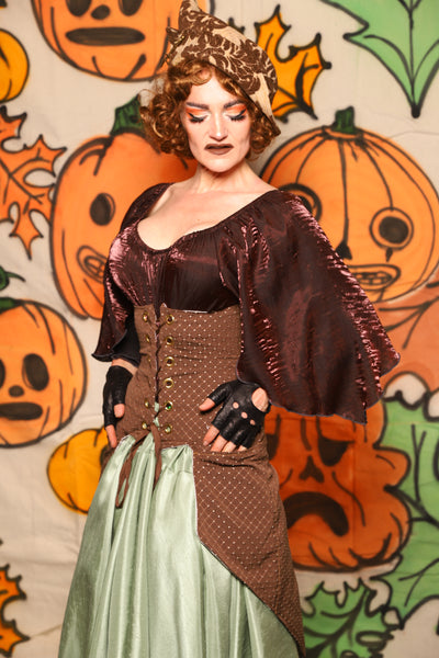 Petite Siren Corset w/ Pockets in Brown Dot - "The Knotty Wood" Collection