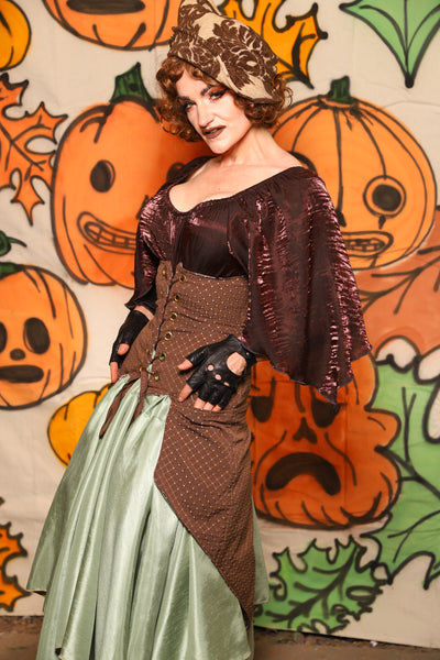 Petite Siren Corset w/ Pockets in Brown Dot - "The Knotty Wood" Collection