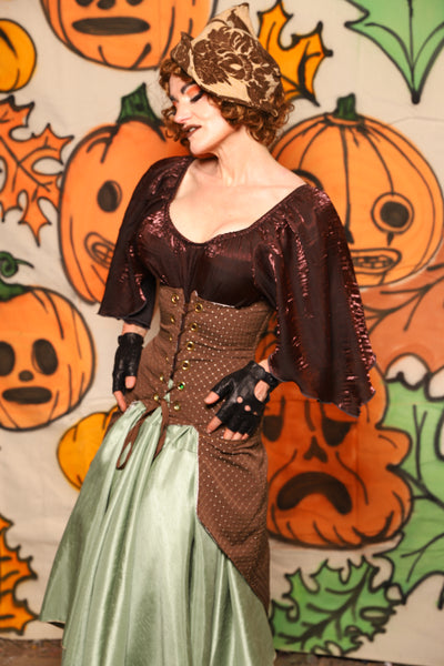 Petite Siren Corset w/ Pockets in Brown Dot - "The Knotty Wood" Collection