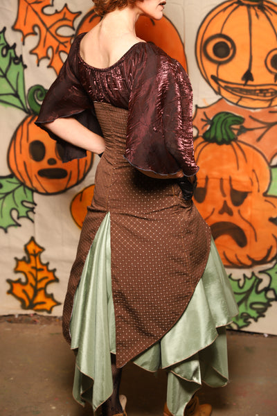 Petite Siren Corset w/ Pockets in Brown Dot - "The Knotty Wood" Collection